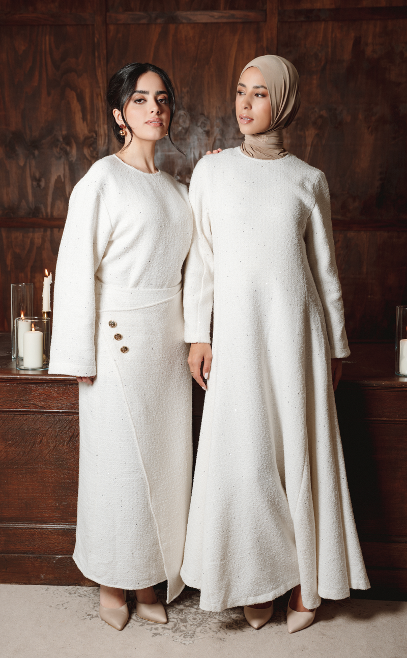 Signature Tweed Jurk - Ivoor