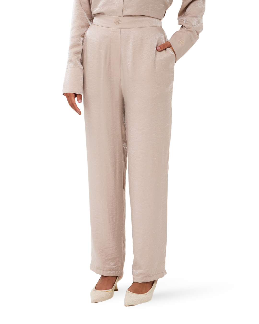 Soleya Straight-Cut Trousers - Blush Pearl