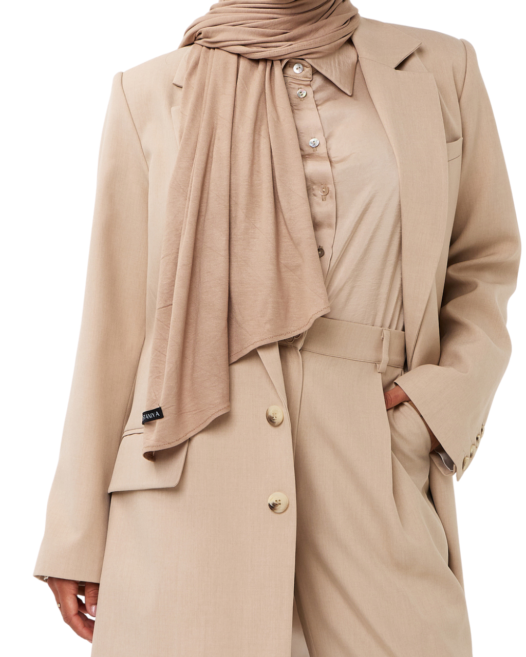 Wide-Leg Tailored Trousers - Sand