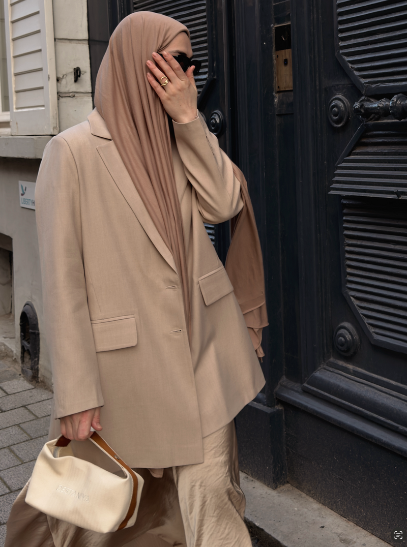 Lange Getailleerde Blazer - Zand