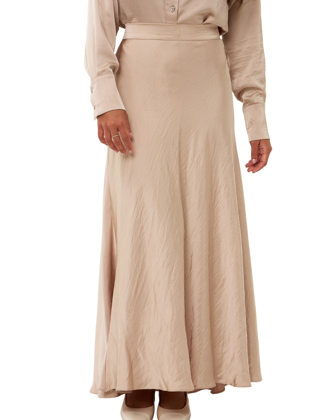 Aurella Bias-Cut Maxi Skirt - Golden Blush