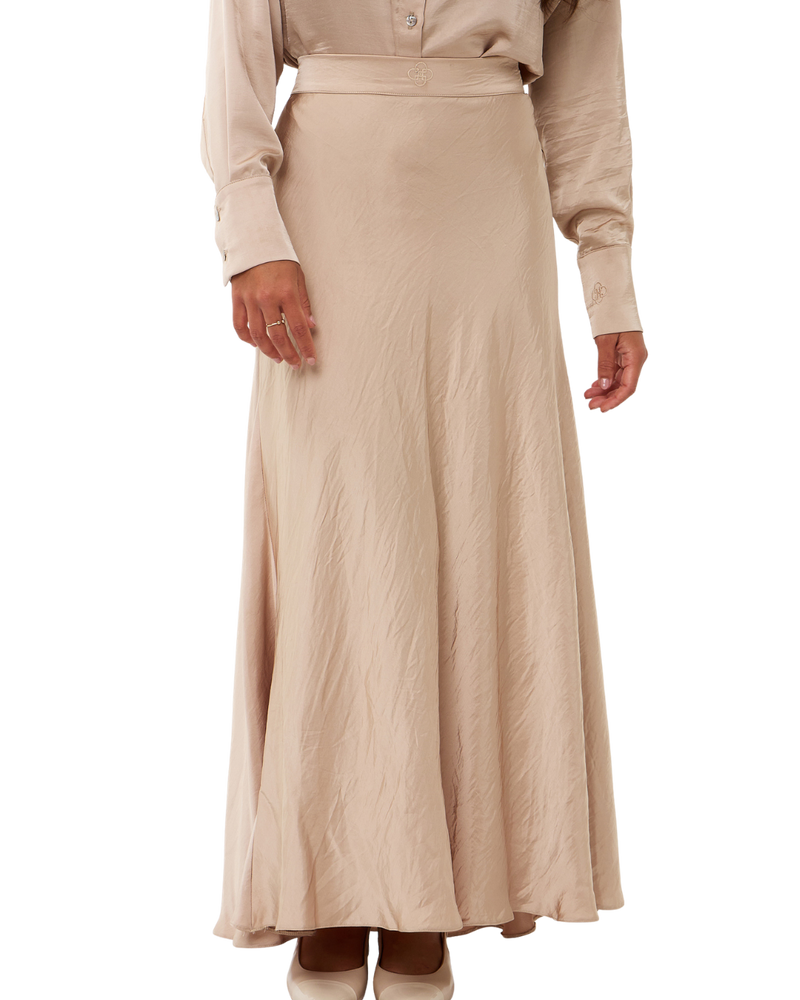 Aurella Bias-Cut Maxi Skirt - Golden Blush