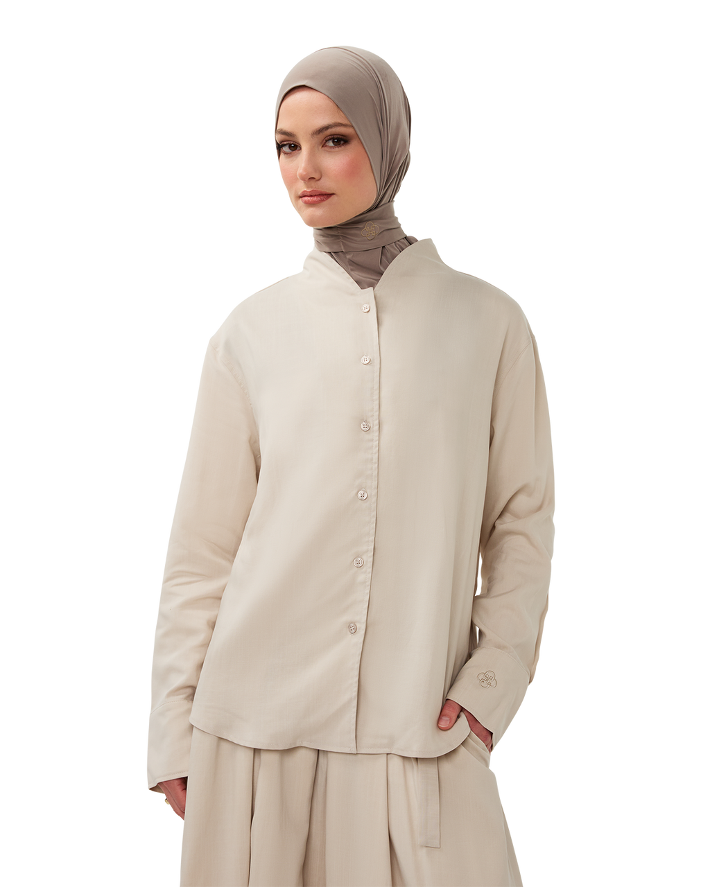 Button-Front Blouse Bone