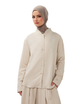 Button-Front Blouse Bone