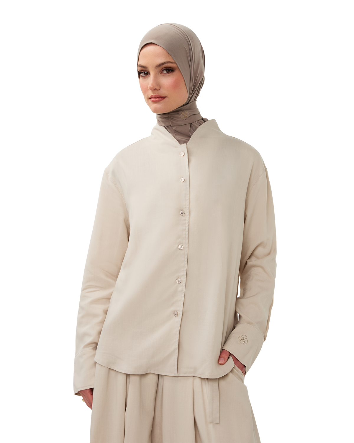 Button-Front Blouse Bone