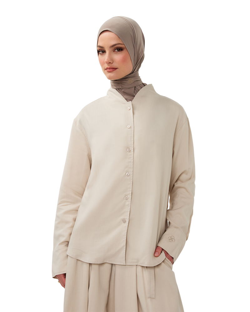 Button-Front Blouse Bone
