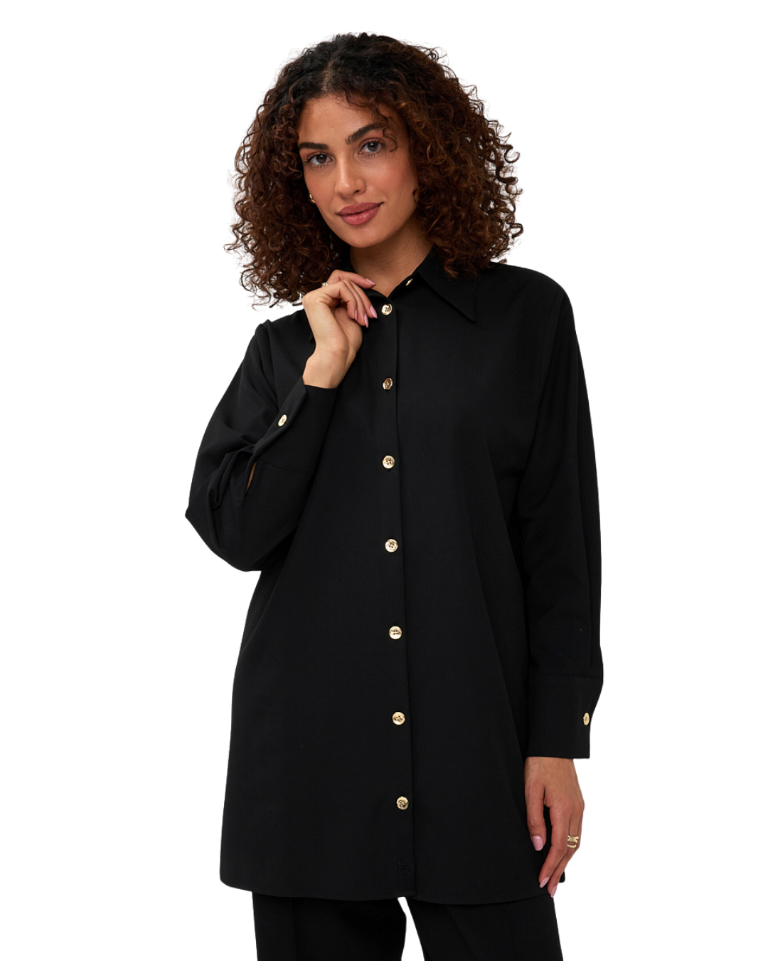 Button-Down Blouse - Black