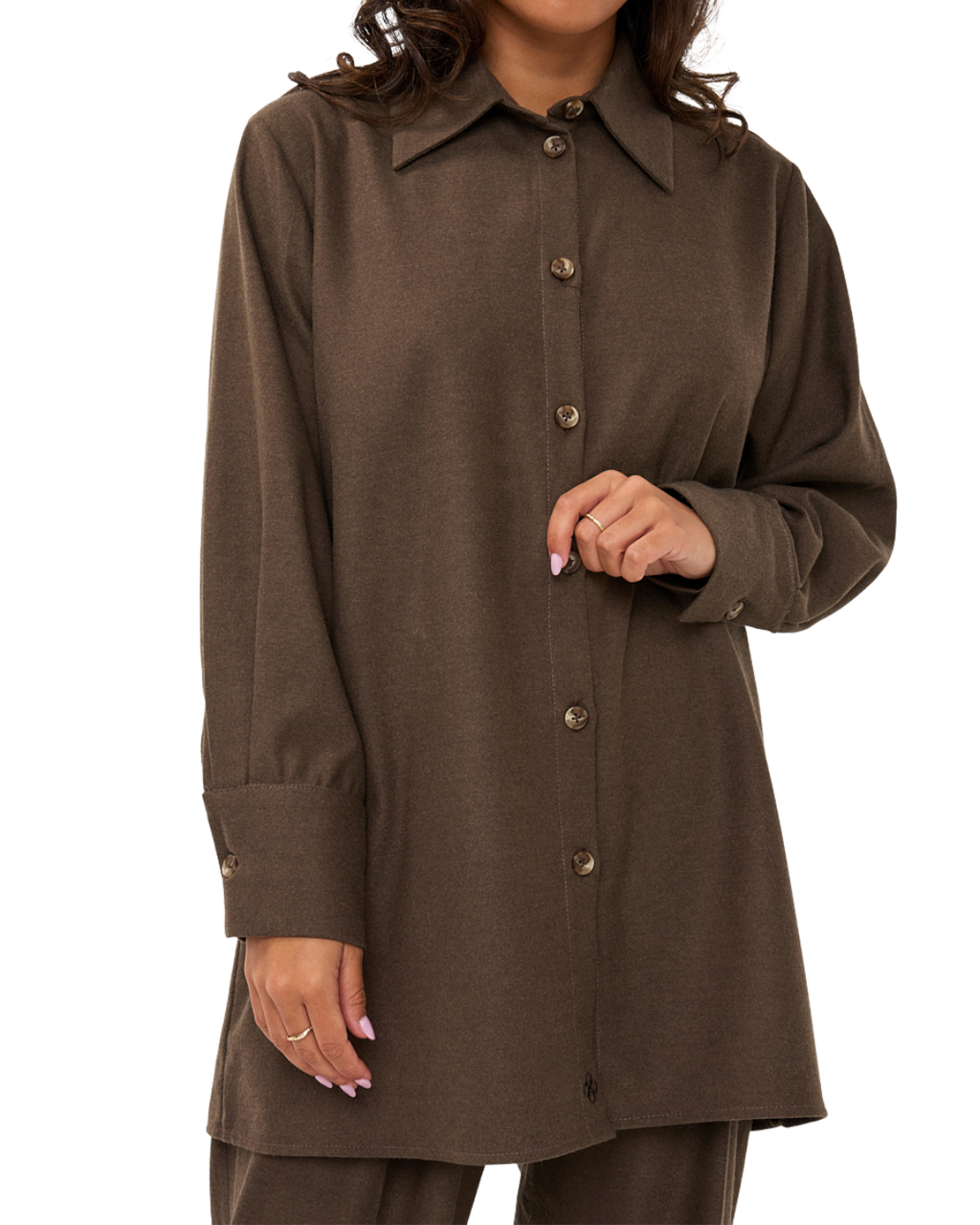 Button-Down Blouse - Muted Brown