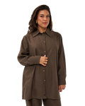 Button-Down Blouse - Muted Brown