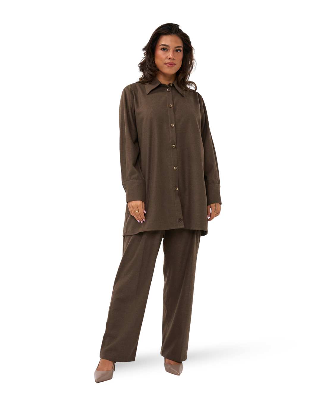 Button-Down Blouse - Muted Brown