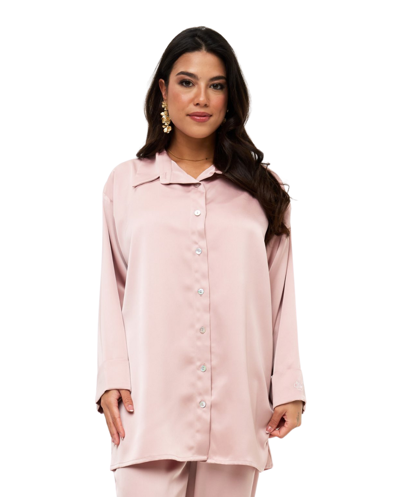 Honigseidene Hemdbluse – Petal Blush