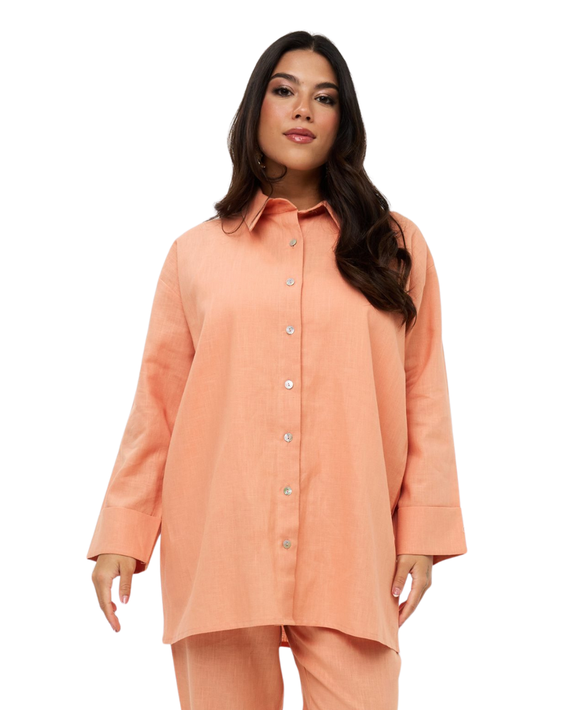 Linen Button-Down Blouse - Abricot
