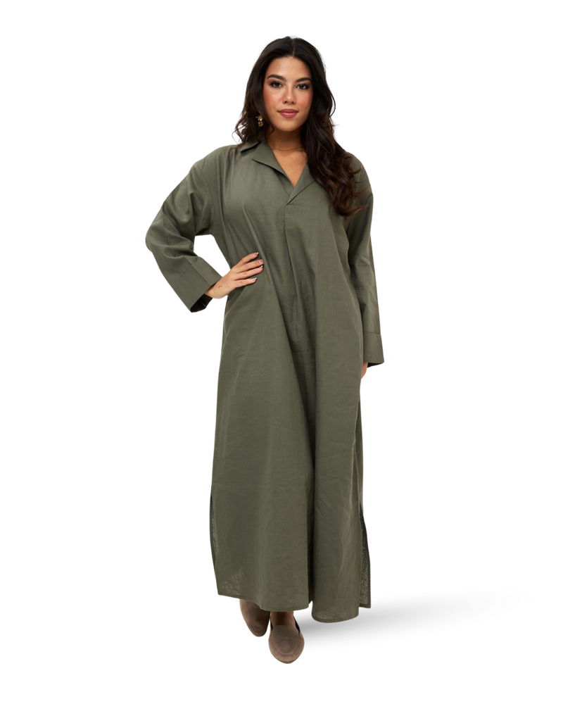 Linen Dress - Army