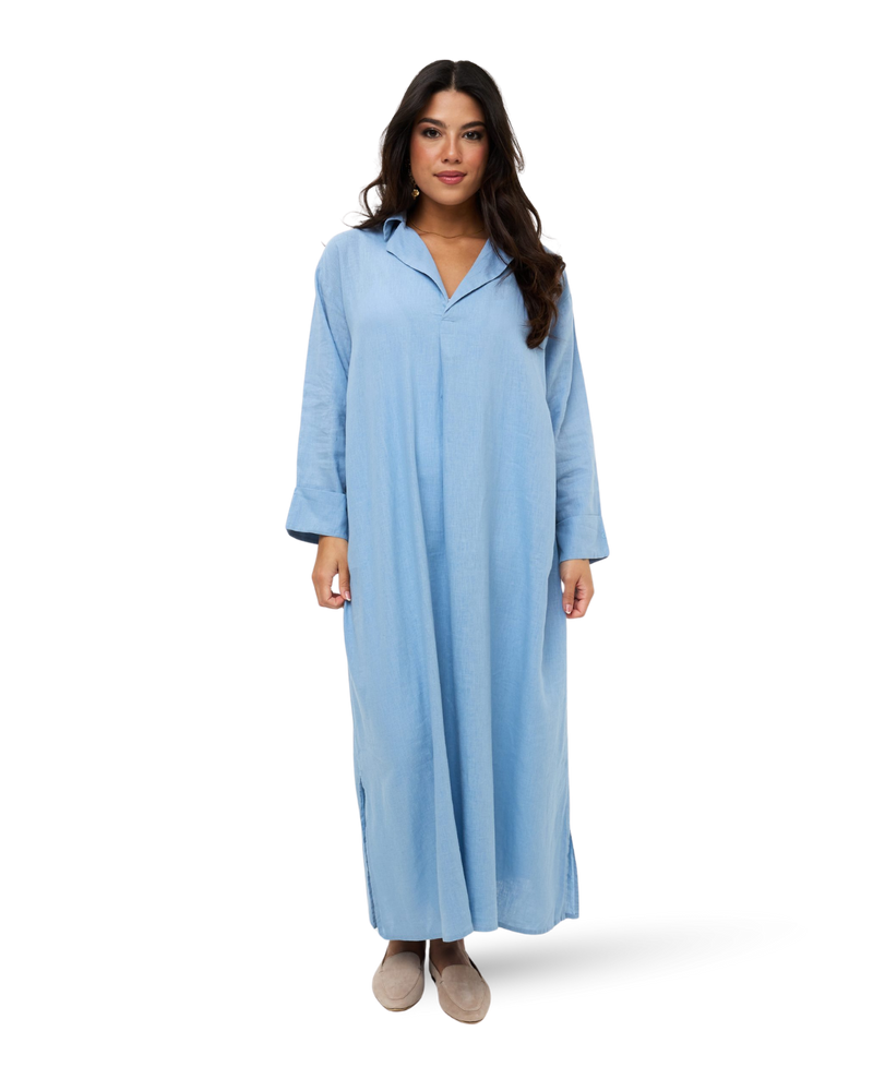 Linen Dress - Sea Blue