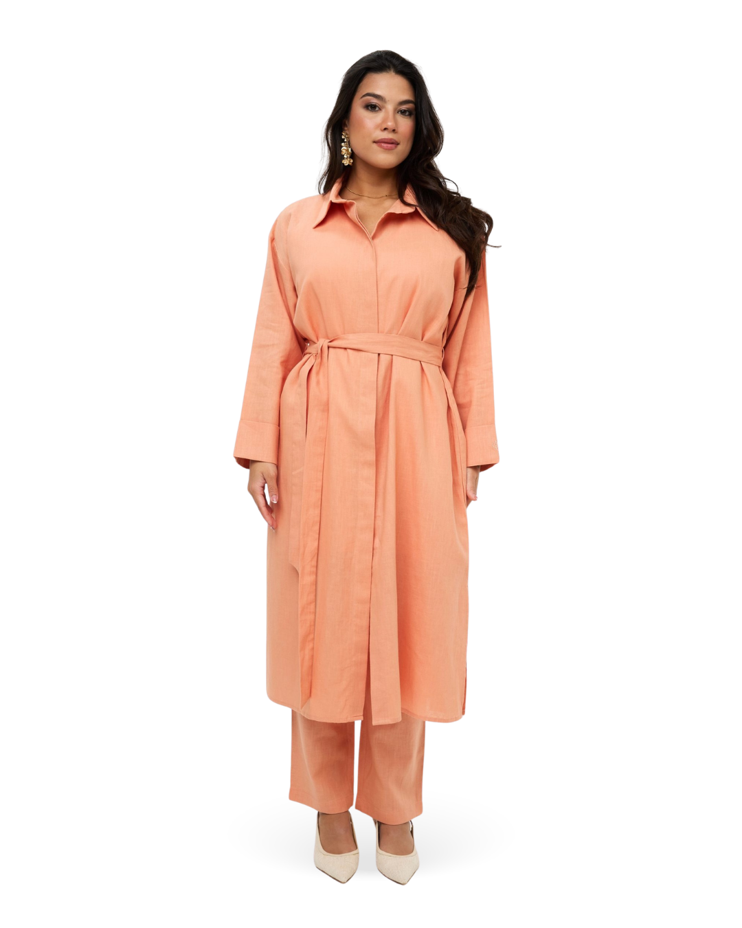 Longline Linen Tunic - Abricot