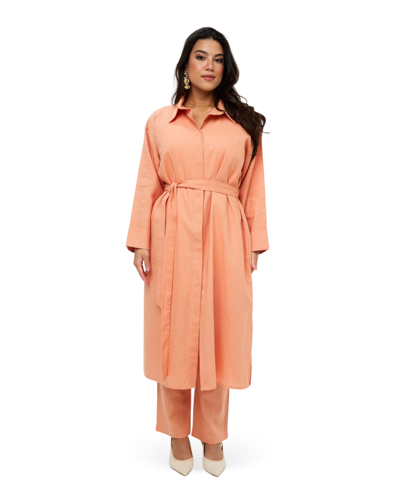 Longline Linen Tunic - Abricot