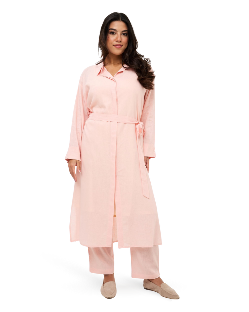 Longline Linen Tunic - Blush