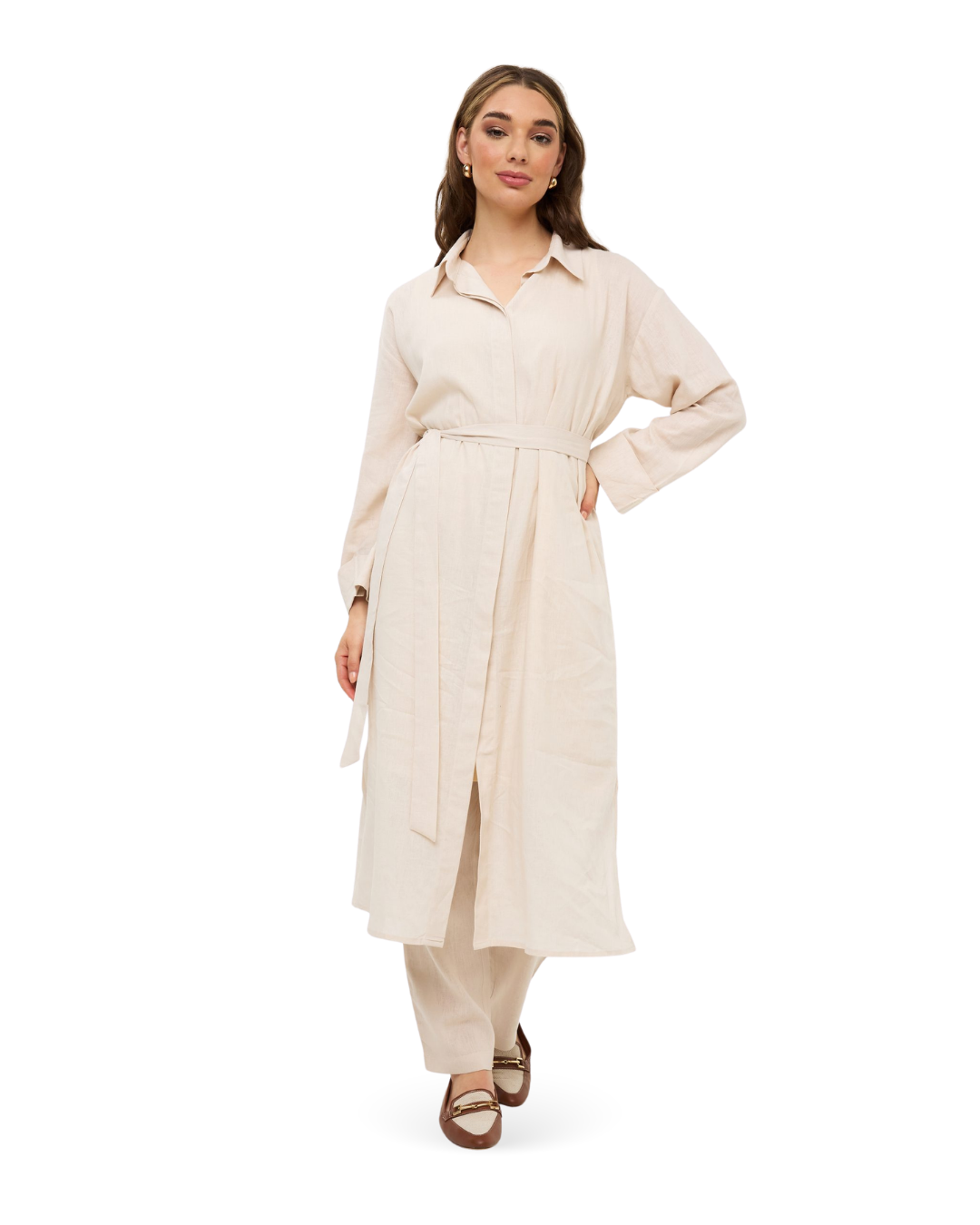 Longline Linen Tunic - Natural Linen