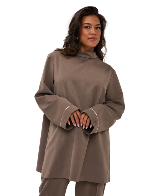 Mock-Neck Blouse - Stone