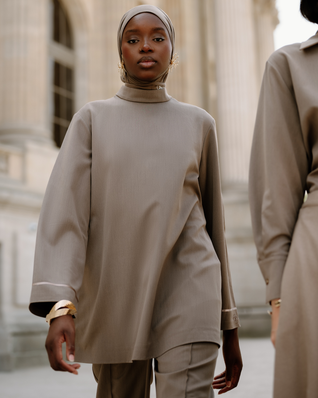 Mock-Neck Blouse - Stone