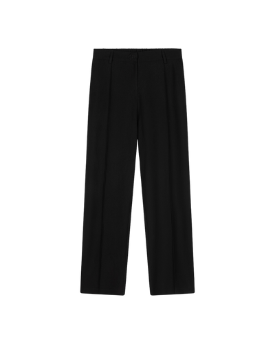 Pleated Cotton Trousers - Black