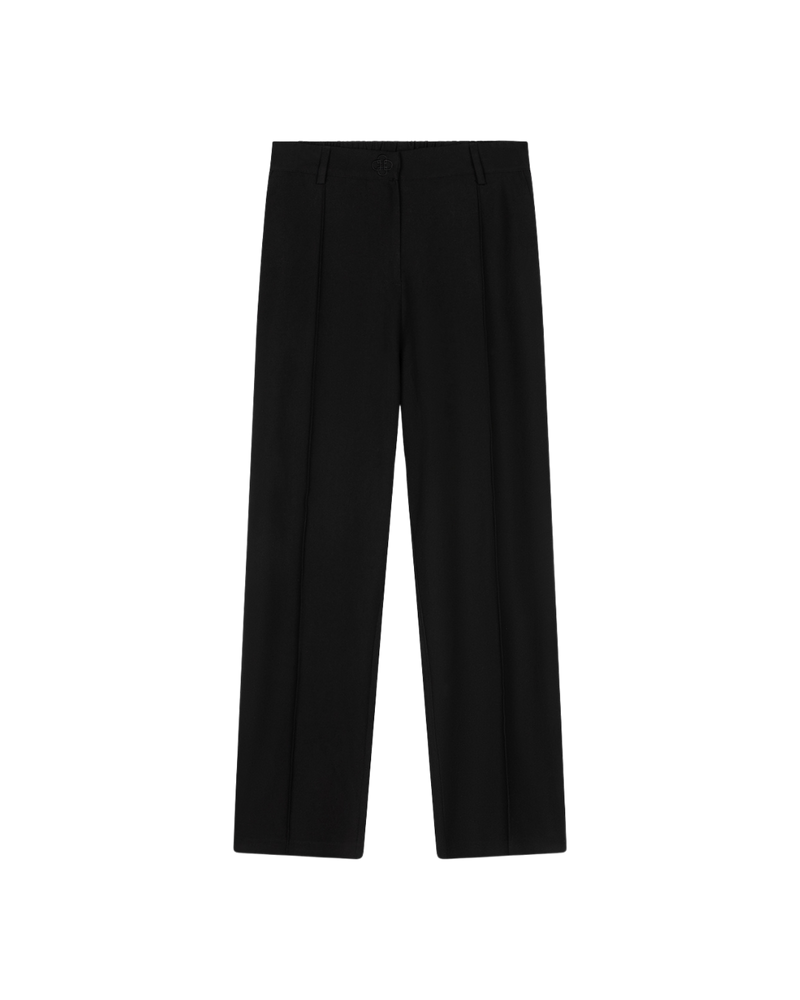 Pleated Cotton Trousers - Black