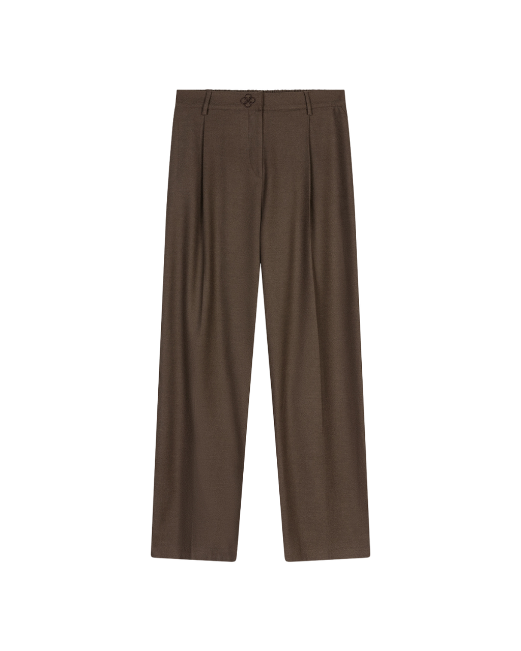 Straight-Cut Wool Tailored Pants - Muted Brown