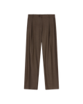 Straight-Cut Wool Tailored Pants - Muted Brown
