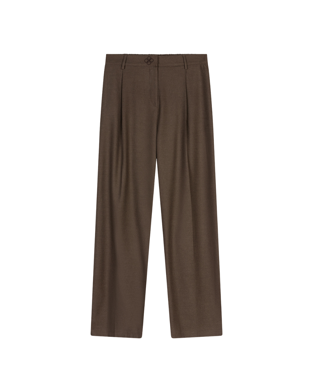 Straight-Cut Wool Tailored Pants - Muted Brown