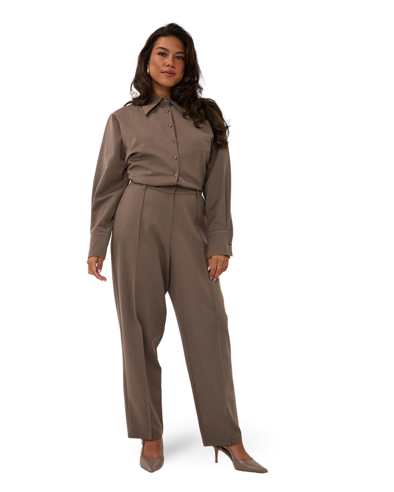 Pleated Cotton Trousers - Stone