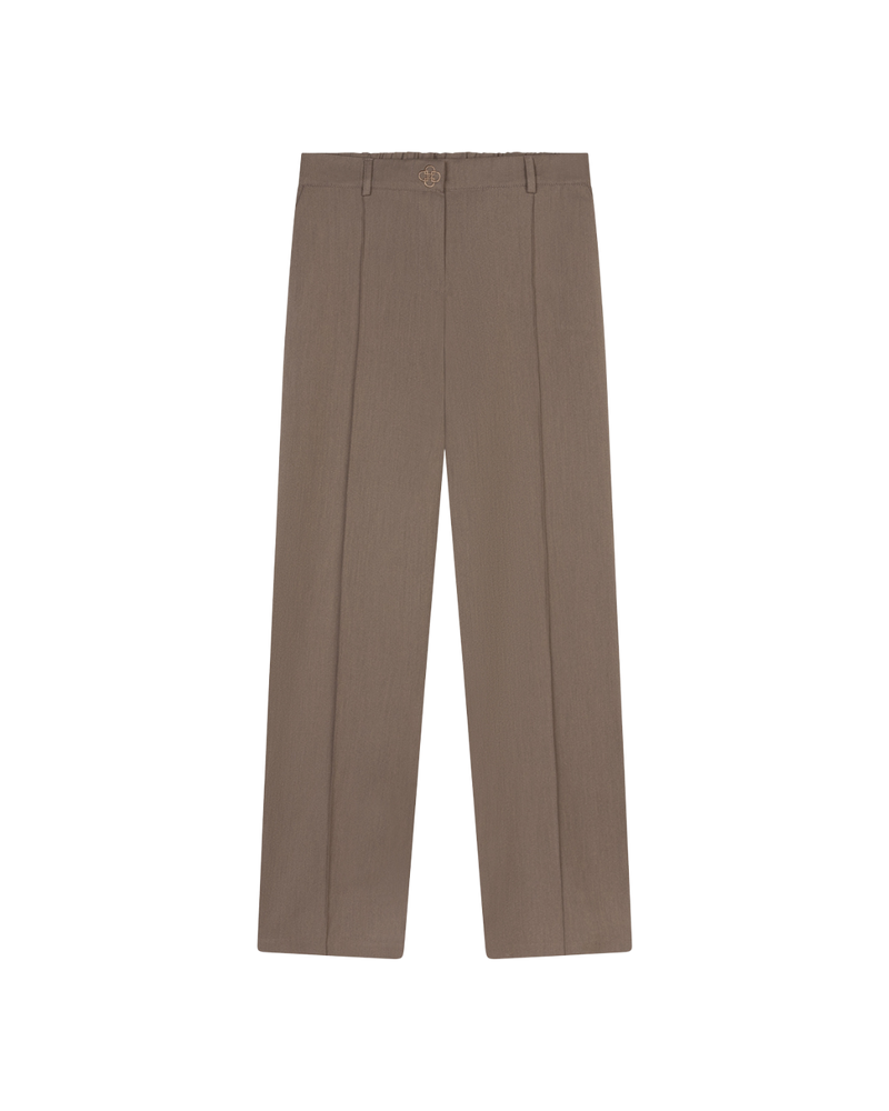 Pleated Cotton Trousers - Stone
