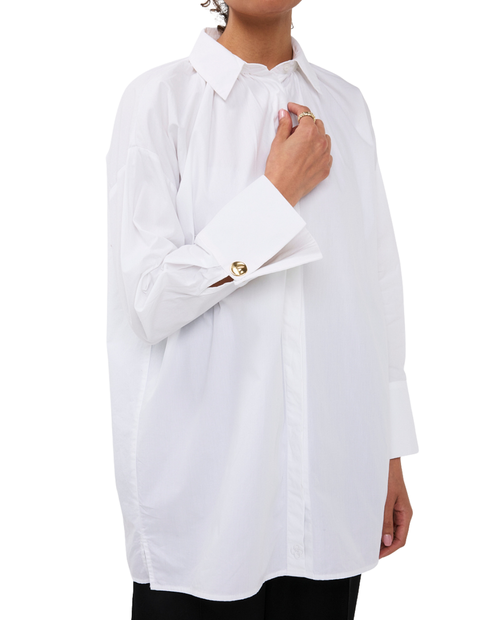 Pleated-Front Blouse - White