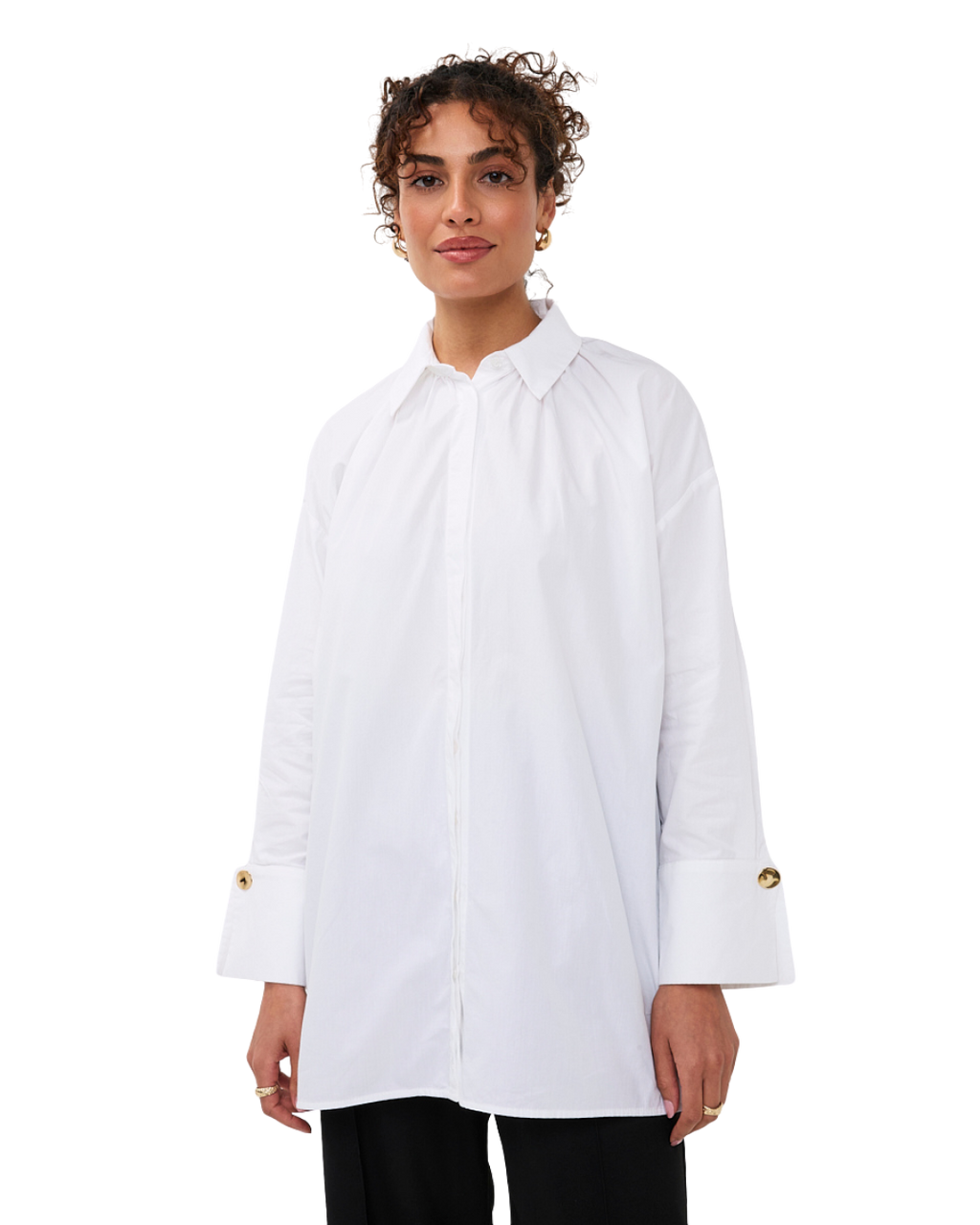 Pleated-Front Blouse - White