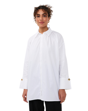 Pleated-Front Blouse - White