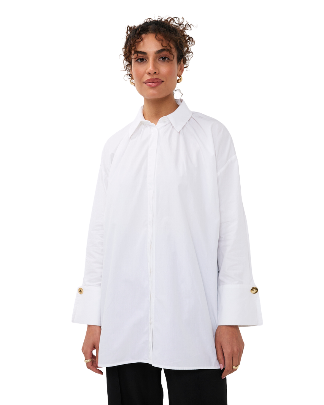 Pleated-Front Blouse - White