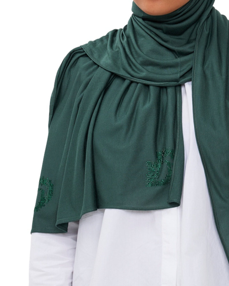 Signature Modal Diamonds Long-Scarf - Emerald