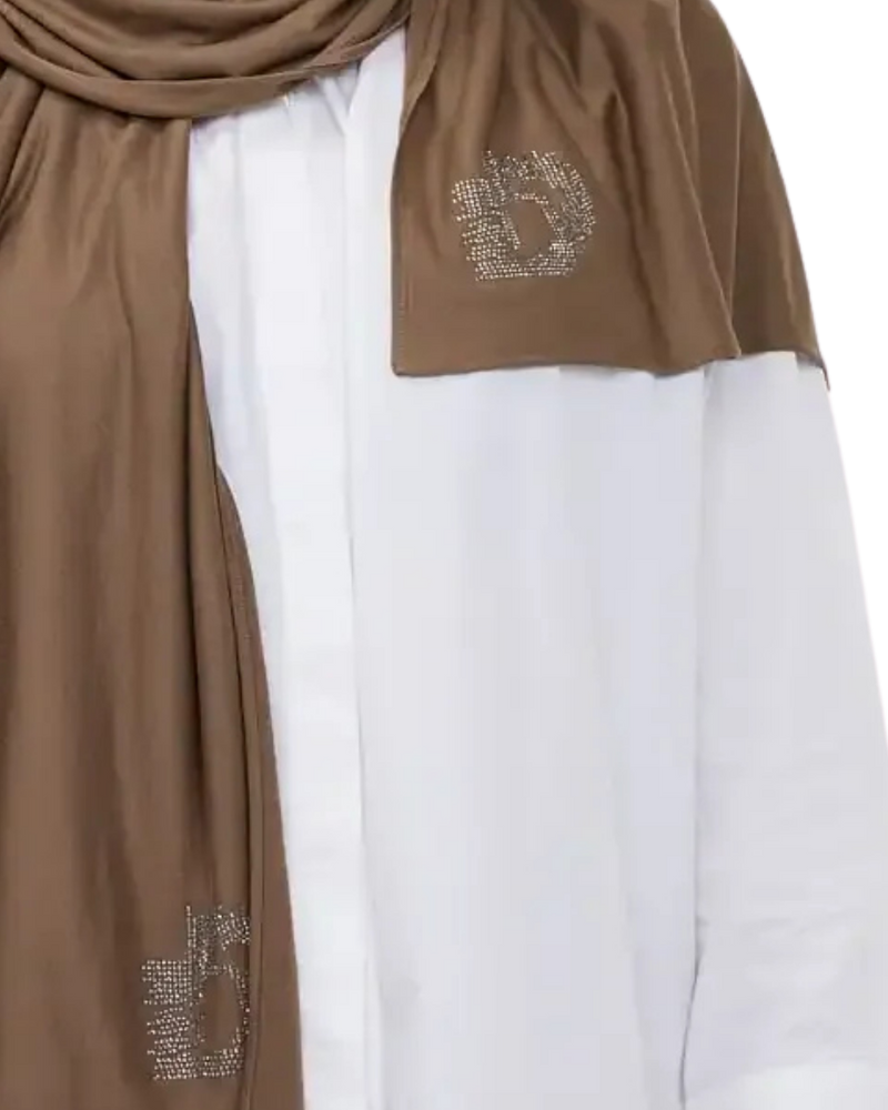 Signature Modal Diamonds Long-Scarf - Stone Brown