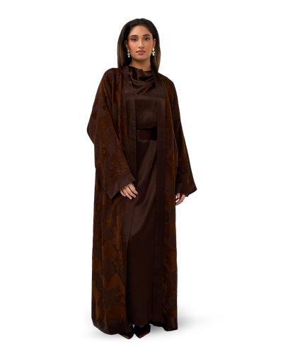Signature Jaquard Kimono - Chocolate Brown