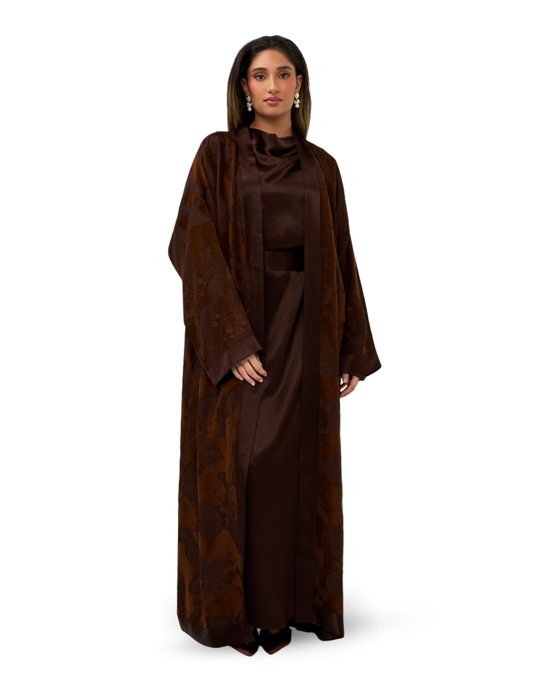Signature Jaquard Kimono - Chocolate Brown
