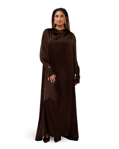 Signature Satin Dress - Chocolate Brown