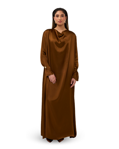 chocolate brown satin dress 0814 SATIN CHOCOLATE BROWN