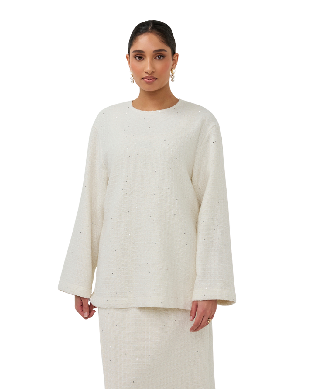 Signature Tweed Blouse - Ivory