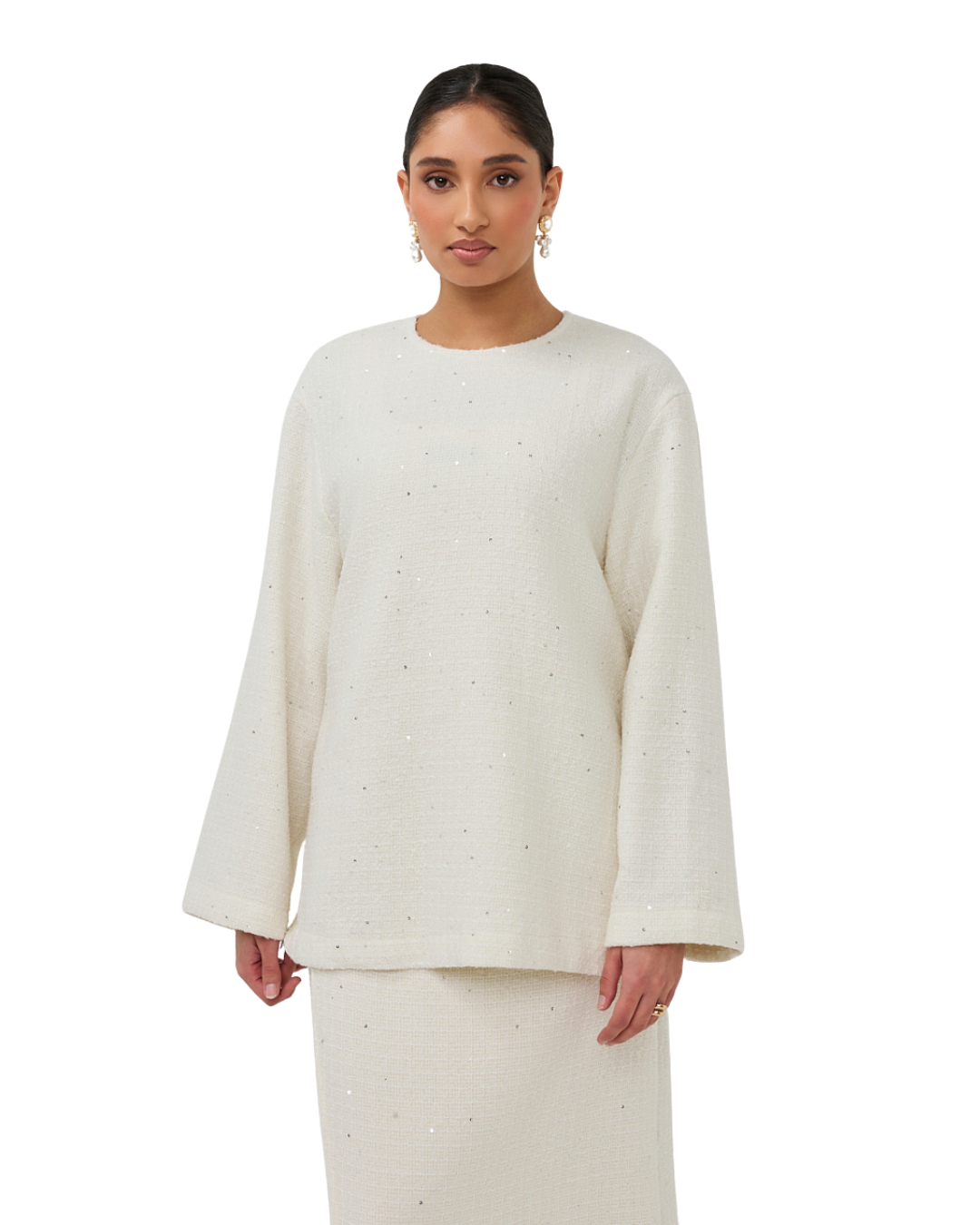 Signature Tweed Blouse - Ivory