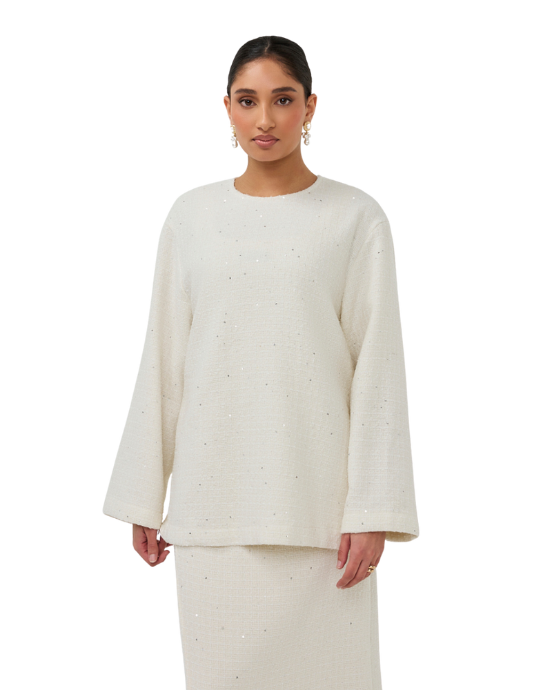 Signature Tweed Blouse - Ivoor