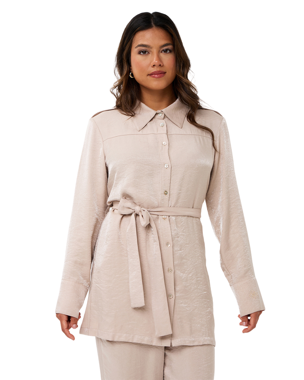 Soleya Button-Down Blouse - Blush Pearl