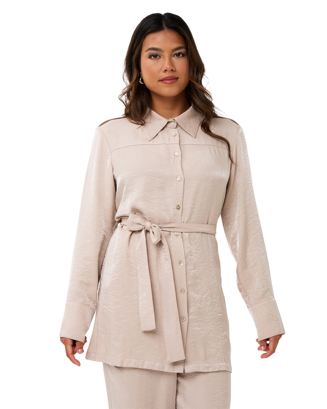 Soleya Button-Down Blouse - Blush Pearl