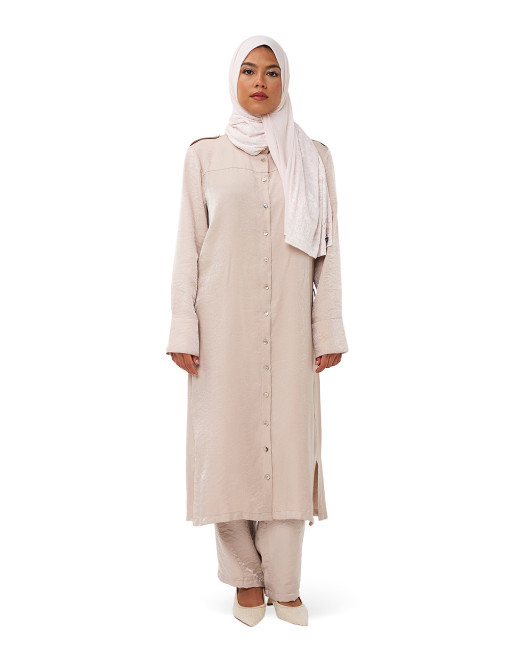Soleya Straight-Cut Trousers - Blush Pearl