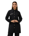Tweed Button-Down Blouse - Black