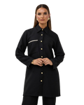 Tweed Button-Down Blouse - Black