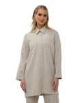 Tweed Button-Down Blouse - Pale Ecru